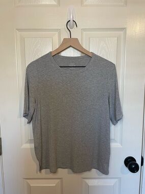 Cozy Earth Boxy Oversized Rib Knit Tee Made from Bamboo in Gray Size Medium